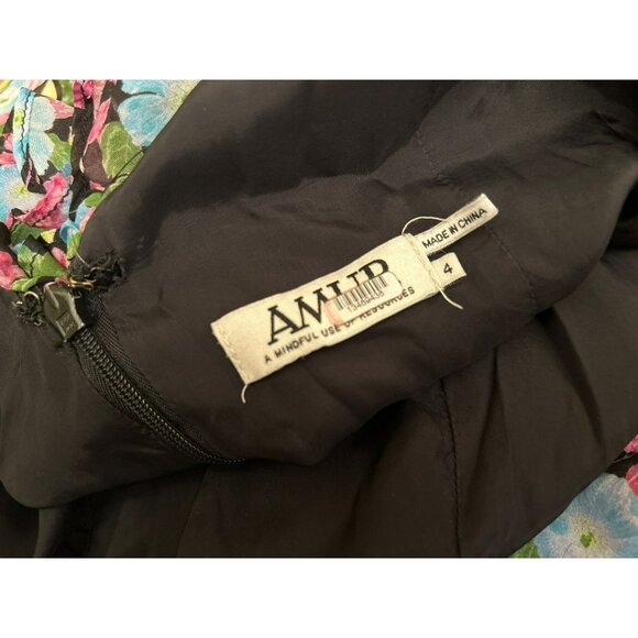 Amur Evita Multicolor Floral Silk Chiffon Ruffle Maxi Dress Size 4 Designer READ - Picture 8 of 10